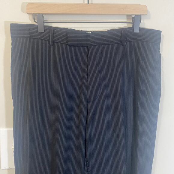 Boss Hugo Boss Black Grey Scorsese Movie Trousers 100% Wool Dress Pant Sz 40S - Picture 2 of 12